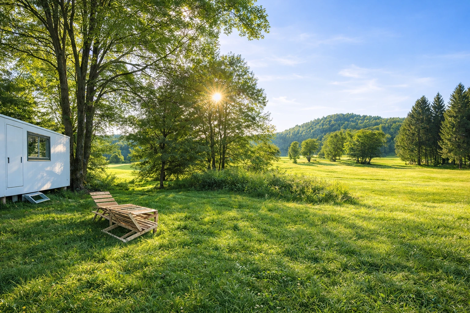 veduta panoramica dalla tiny house sulle alpi giulie a taipana