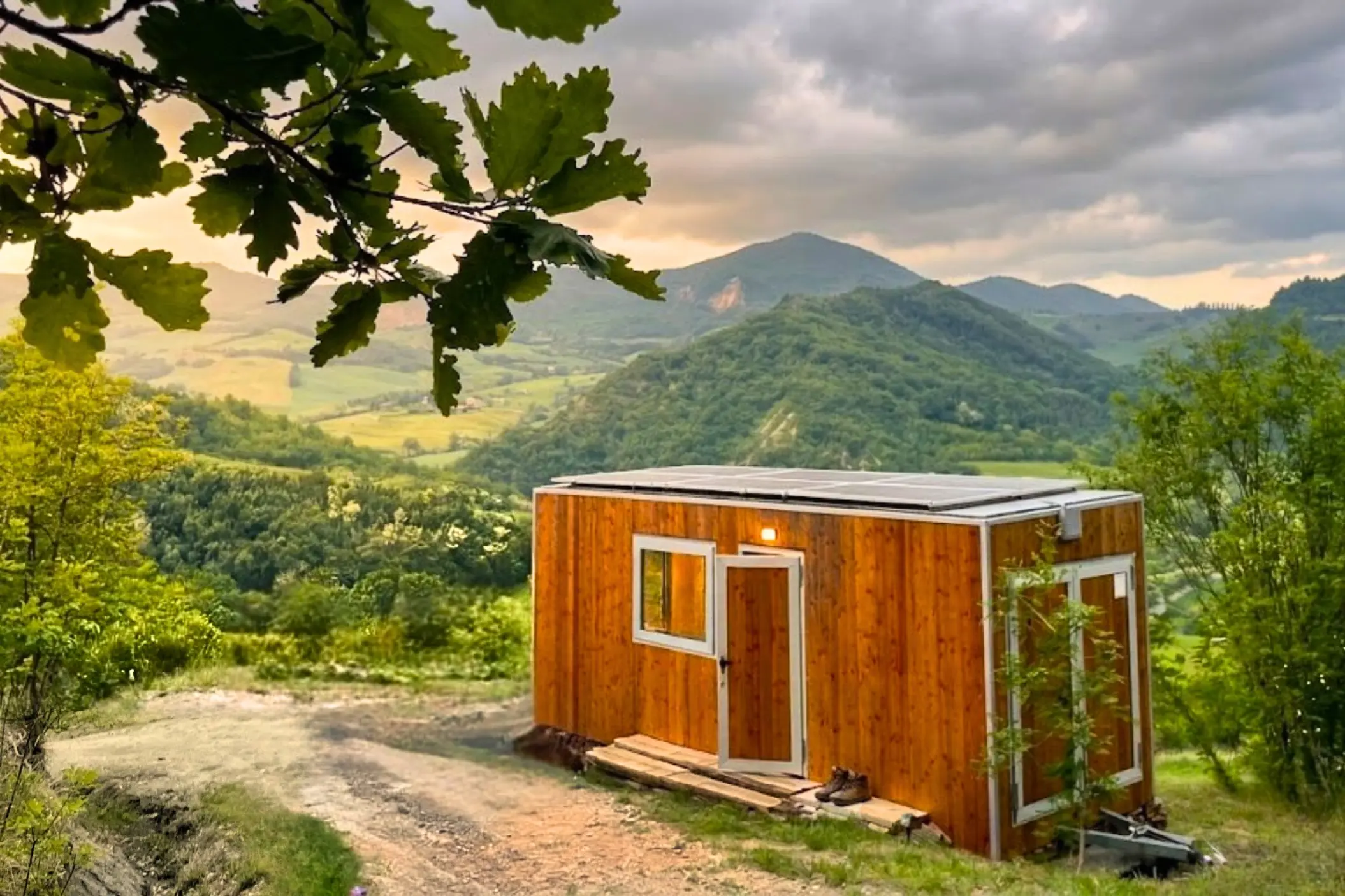 natura e bosco di castagni attorno alla tiny house Ginepro