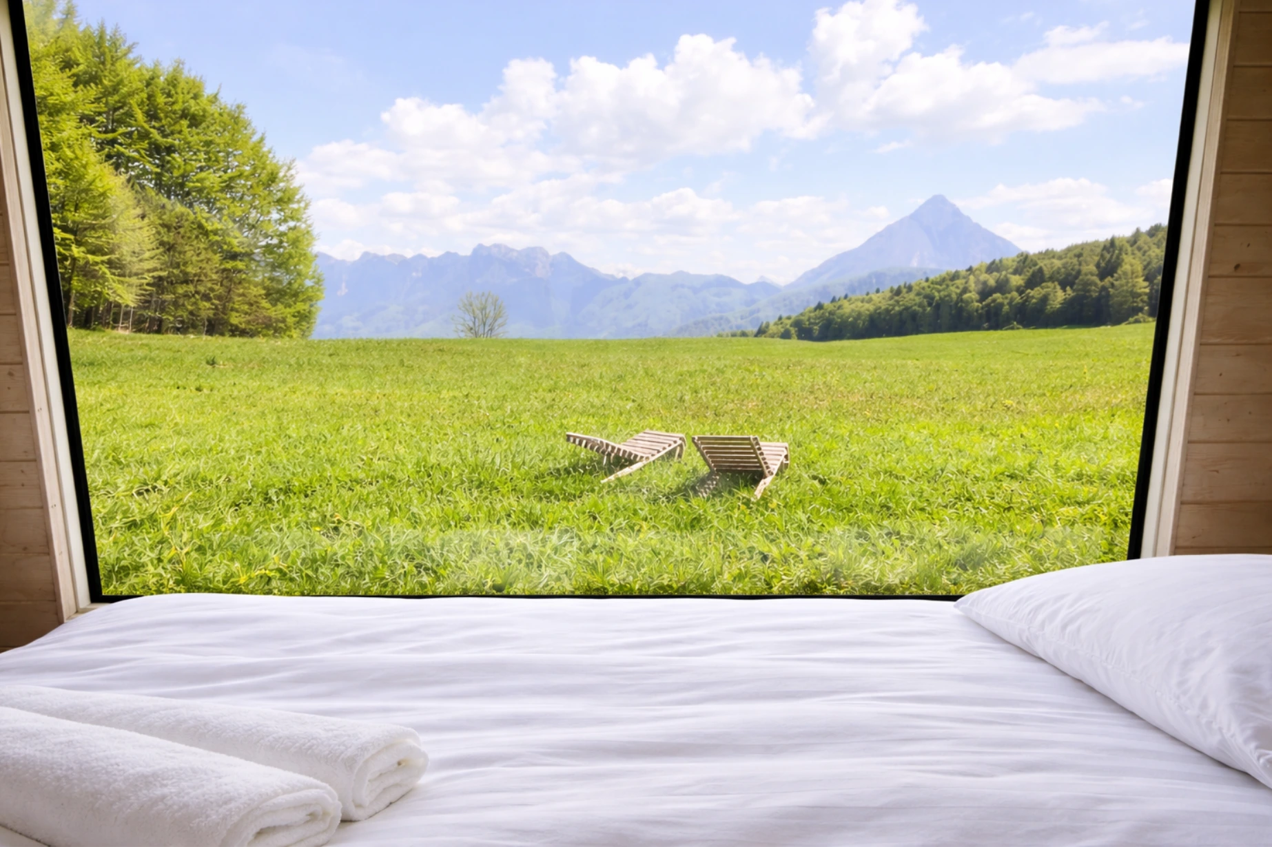vista dalla tiny house sull altopiano di curiedi nelle prealpi carniche