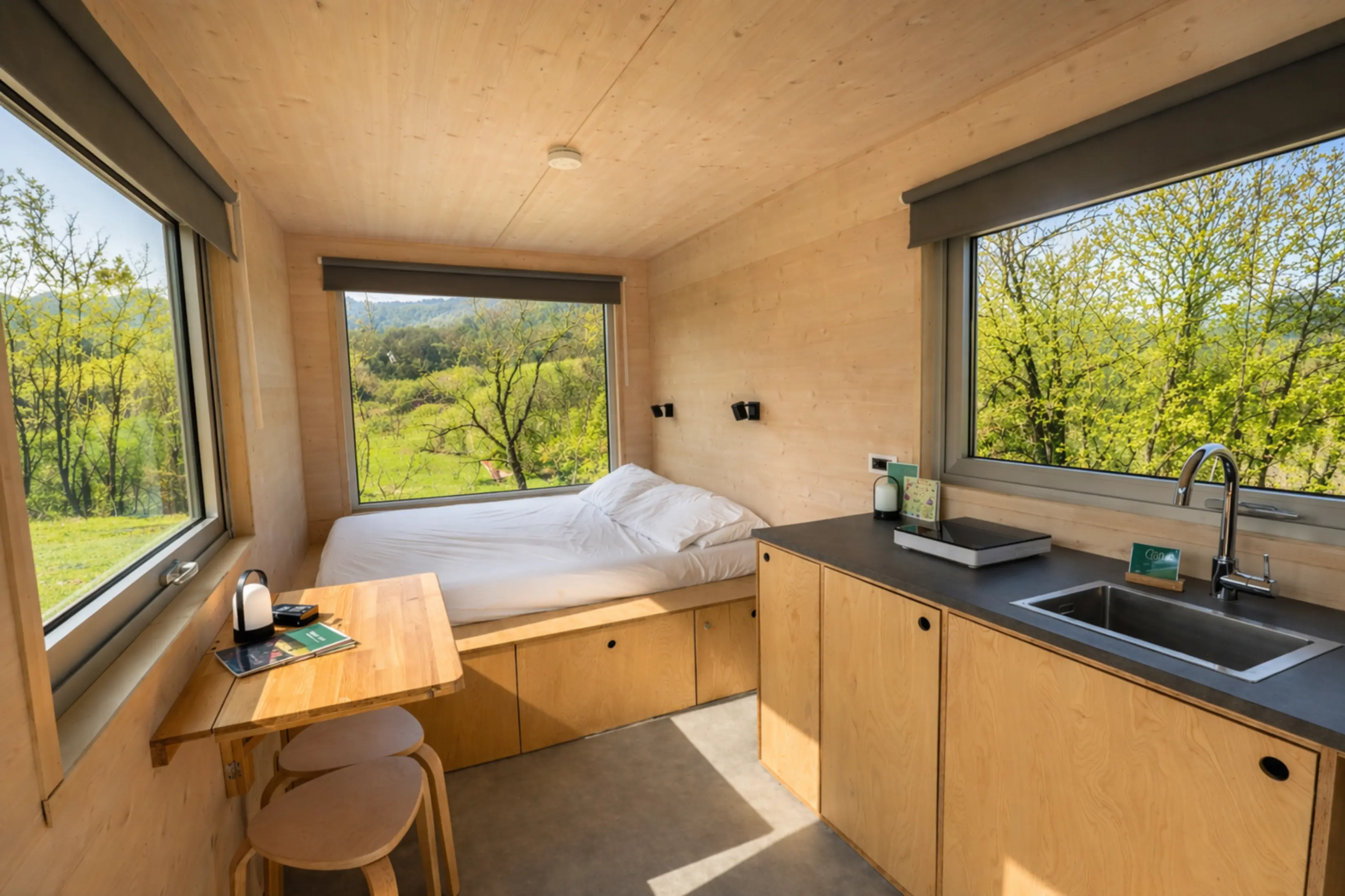 interni della casetta Friland in Appennino Piacentino immersa nel silenzio naturale