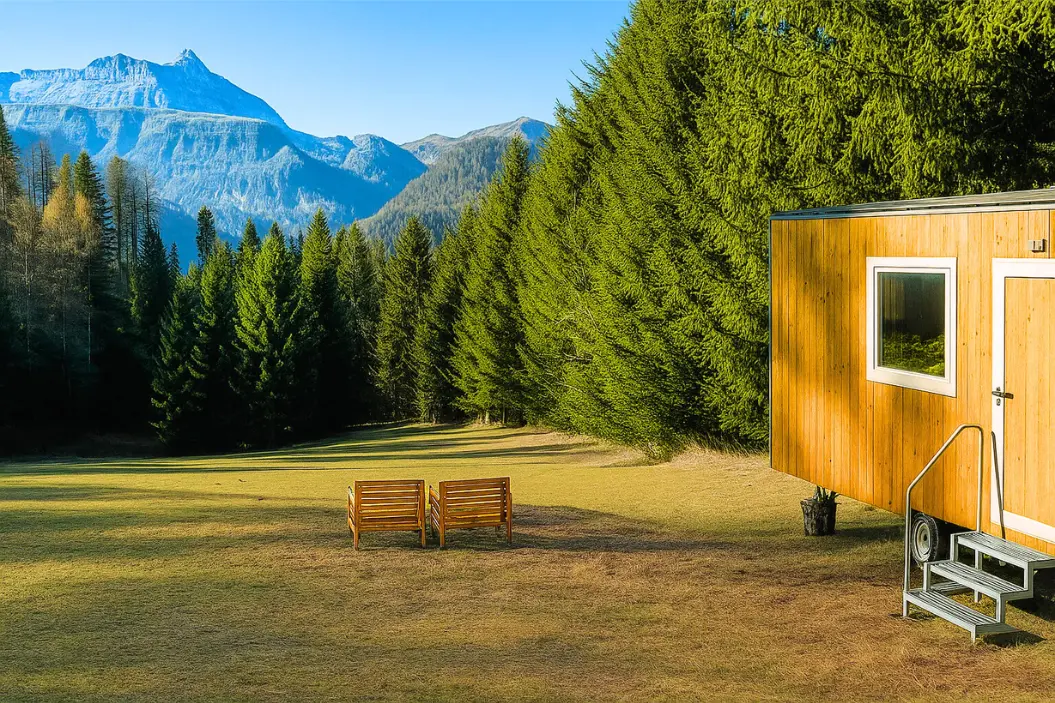 casetta nella natura con giardino sulle alpi carniche a sauris